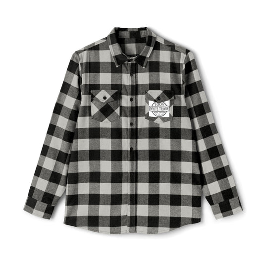 100% White Trash Cozy Unisex Flannel Shirt | Casual Layering, Fall Fashion, Holiday Gift, Autumn Style, Outdoor Adventures Printify